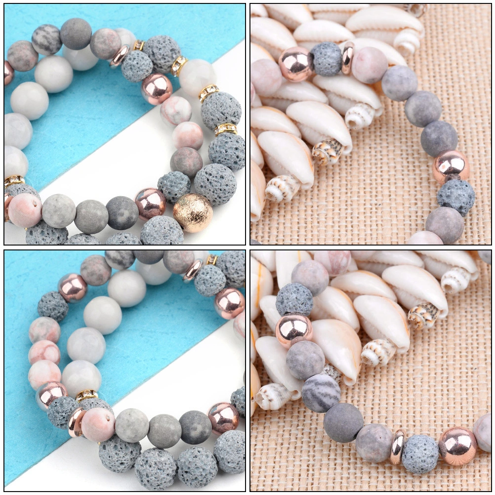 1PC Yoga Energy Lava Stone Bracelet Volcanic Stone Beads Bracelet Stone Bangle