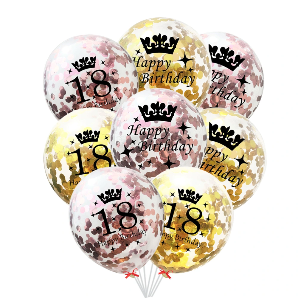 20pcs 18th Birthday Balloons Party Decorations Confetti Transparent Latex 12inch Balloons with Crown