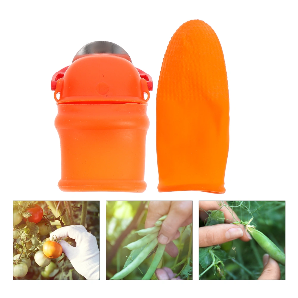 1 Set Gardening Silicone Thumb Cutter Harvesting Tool Plant Fruit Picking Cutter