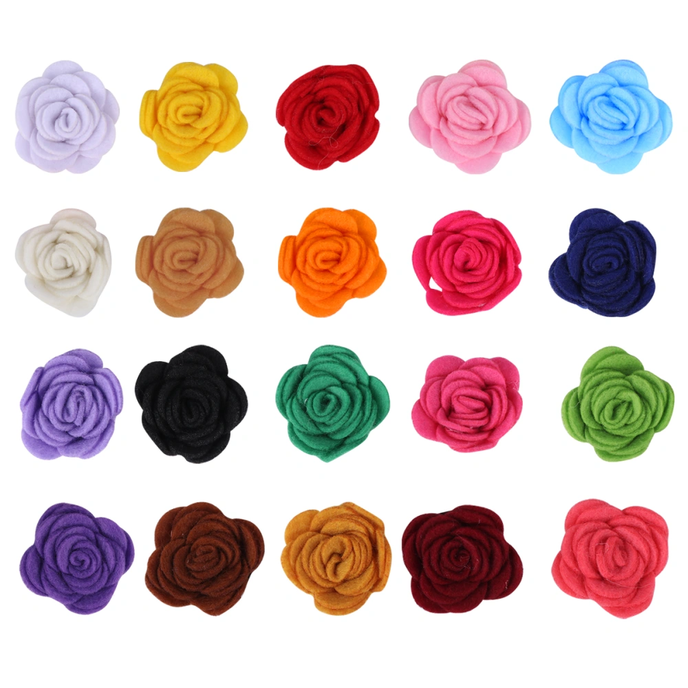 20PCS 3.5cm Felt Cloth Roses Beautiful DIY Decorative Flowers for Headbands Hair Clips Scrapbooking Clothes (Mixed Color)