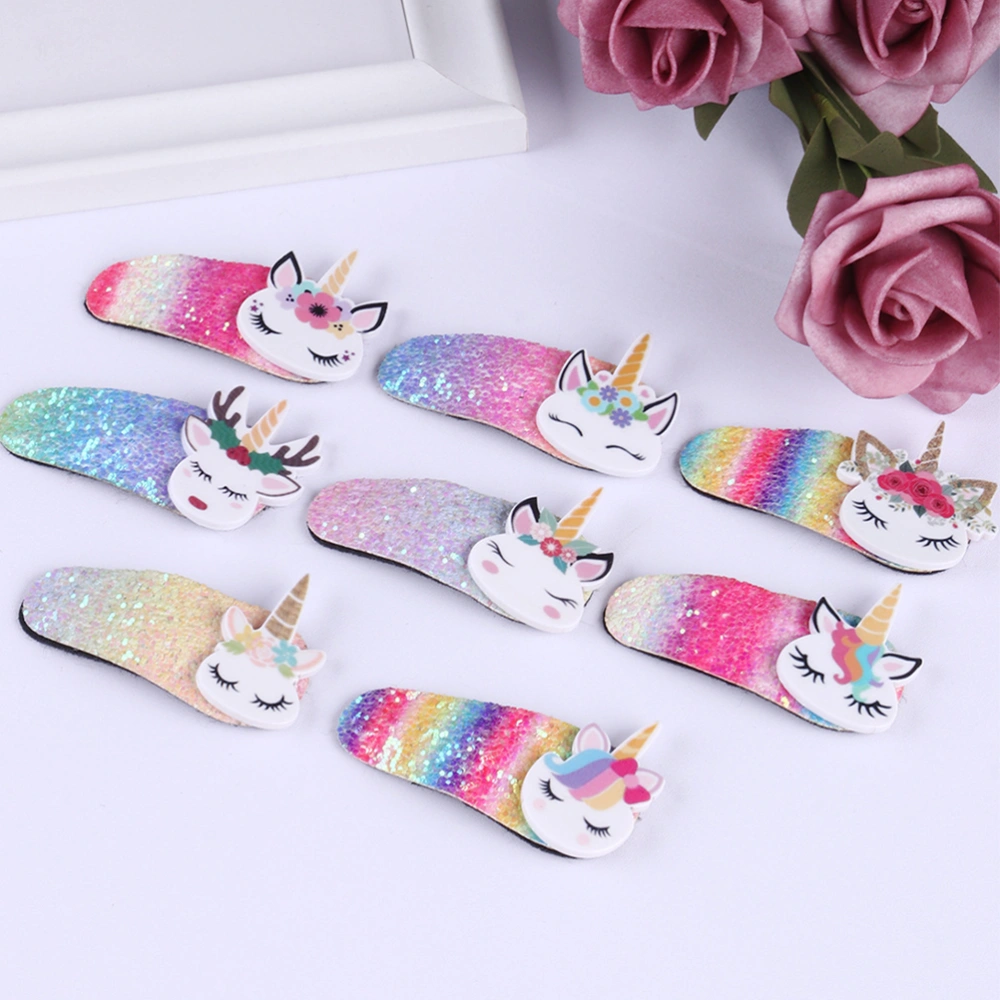 8pcs Kids Hair Clips Snap Hair Clips Adorable Unicorn Clips for Girls Hair