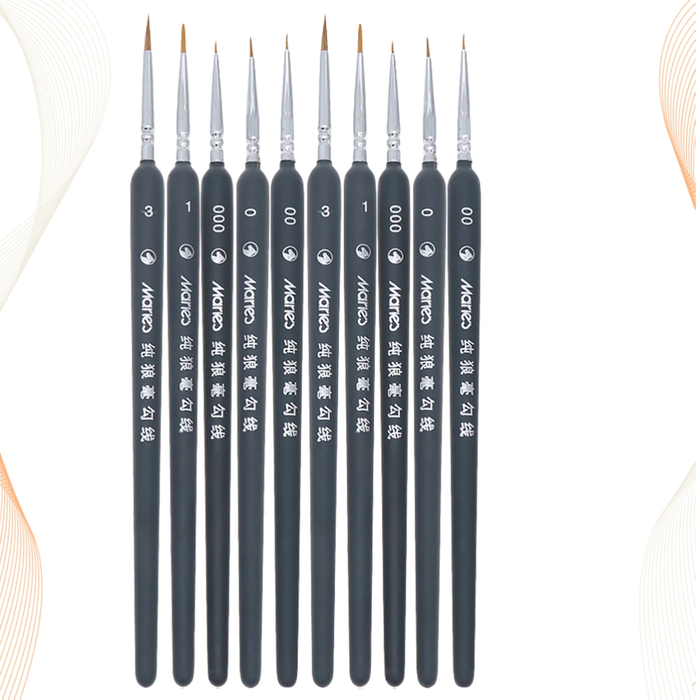 10pcs Useful Wolf Hair Tip Brushes Professional Detail Paint Brush Fine Detailing Painting Drawing Brushes