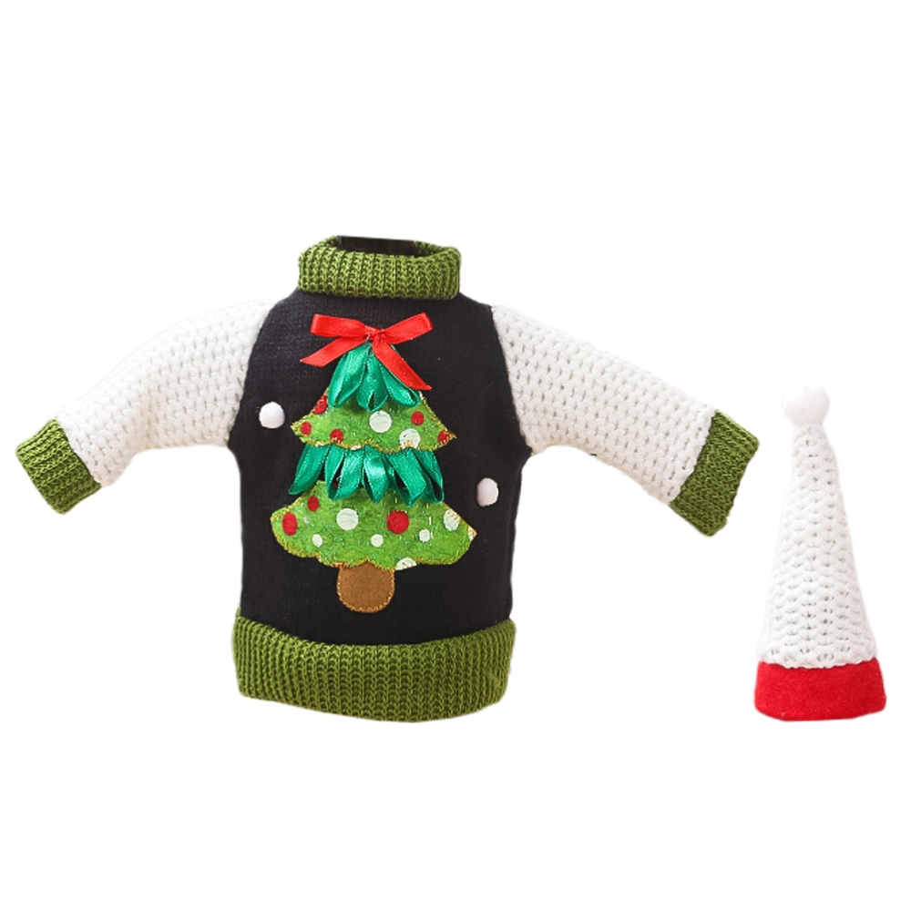 1 Set of Knitting Wool Christmas Wine Bottle Sweater Hat Cover Reusable Cover