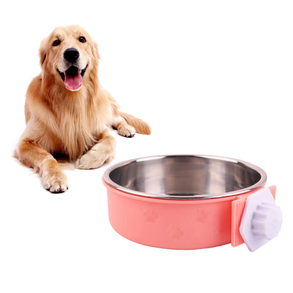 Cage Coop Bowl Pets Stainless Steel Type Puppy Cat Drinking Bowl Dog Bowl Portable Pet Water Dispenser Feeder (Size S Pink)