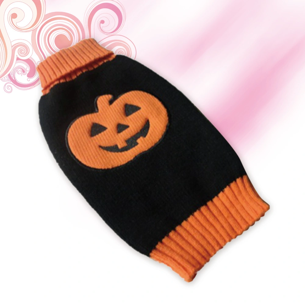 Pet Dog Halloween Style Knit Turtleneck Dog Sweater Clothing Pumpkin Patterns Size XL (Random Color)