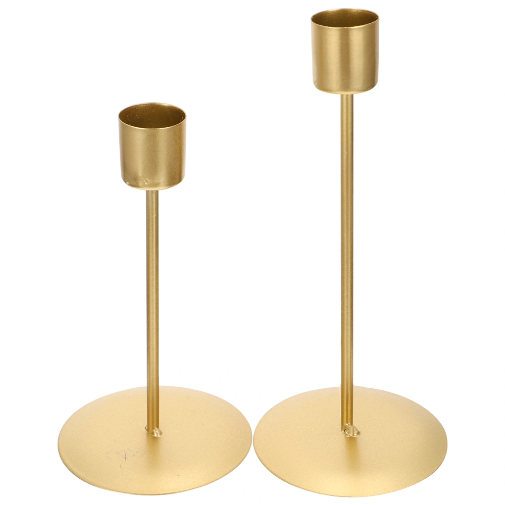 1 Pair Nordic Style Decorative Candleholder Iron Art Candlestick (Golden)