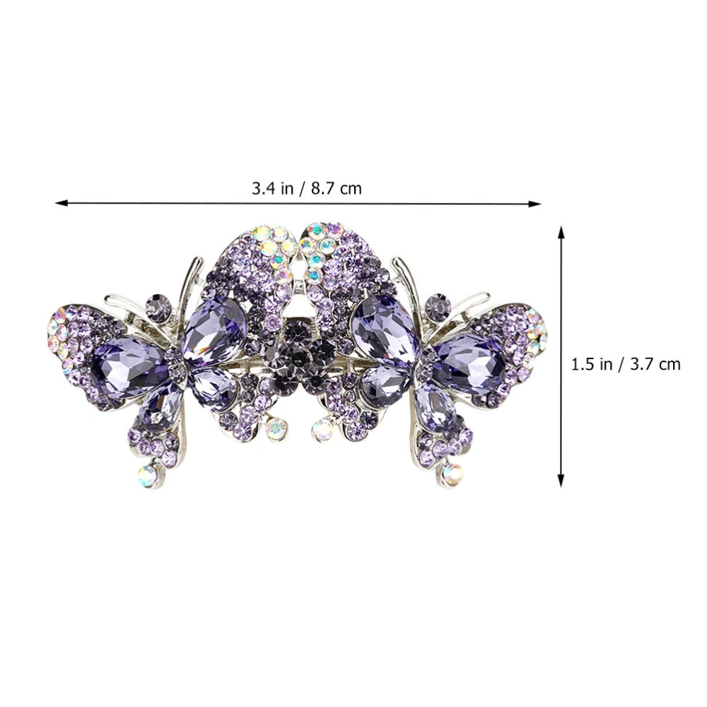 Rhinestone Butterflies Spring Hair Clip Hairpin Headpiece for Back and Side Hair