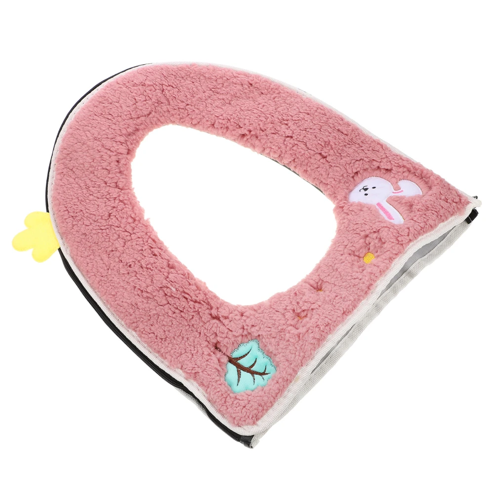 1 Pc Household Toilet Seat Cover Plush Waterproof Zipper Toilet Seat Pad (Assorted Color)