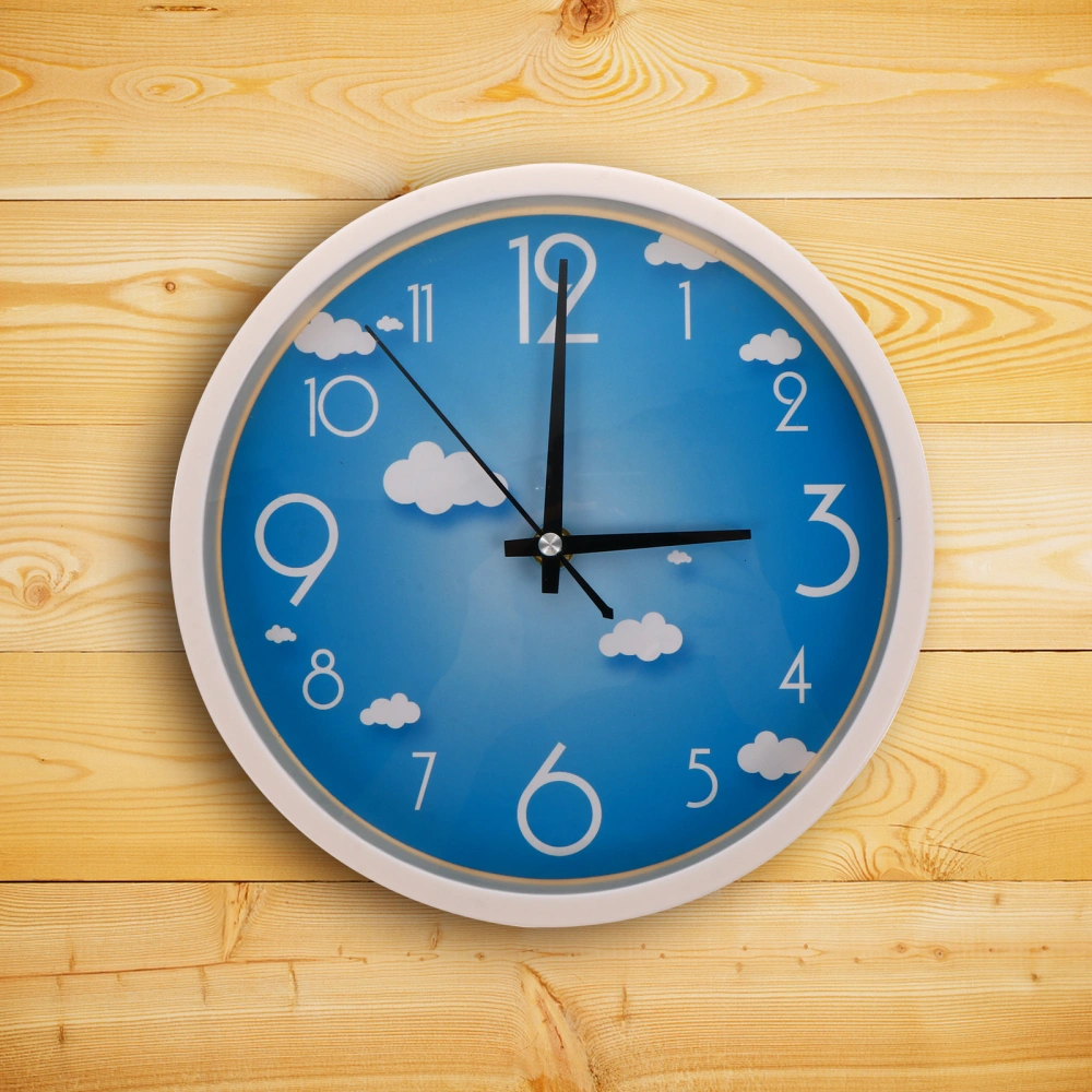 Hanging Wall Clock Battery Operated Cloud Pattern Decorative Clock No Battery