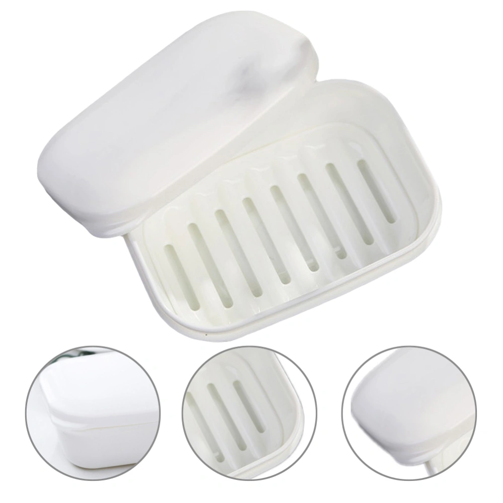 2pcs Soap Holder Soap Draining Rack Household Bathroom Soap Storage Container Seald Box Soap Dish for Home (White)