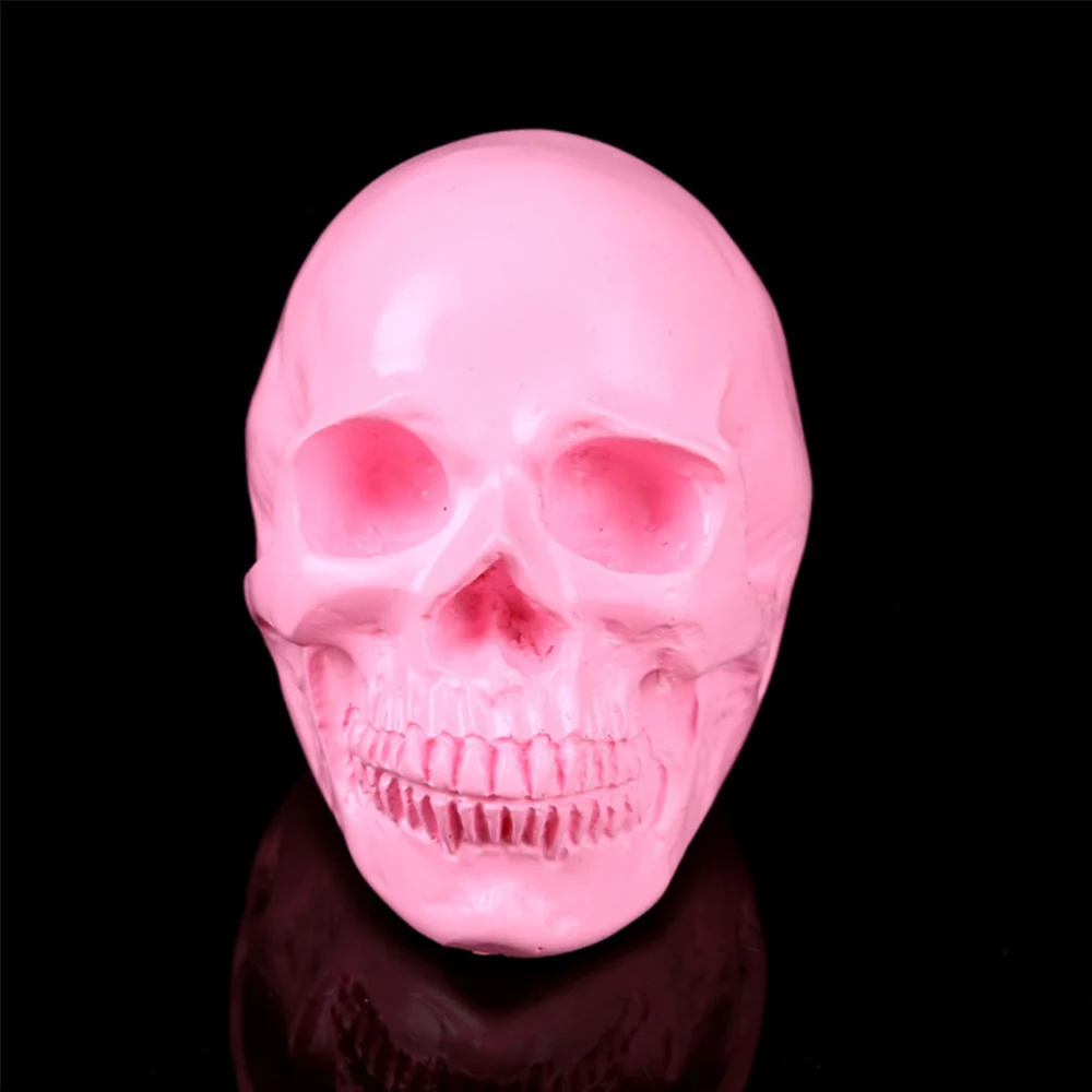 Simulation Resin Skull Pink Skull Halloween Props Home Decoration Collectible Skull Gift Desktop Figurine