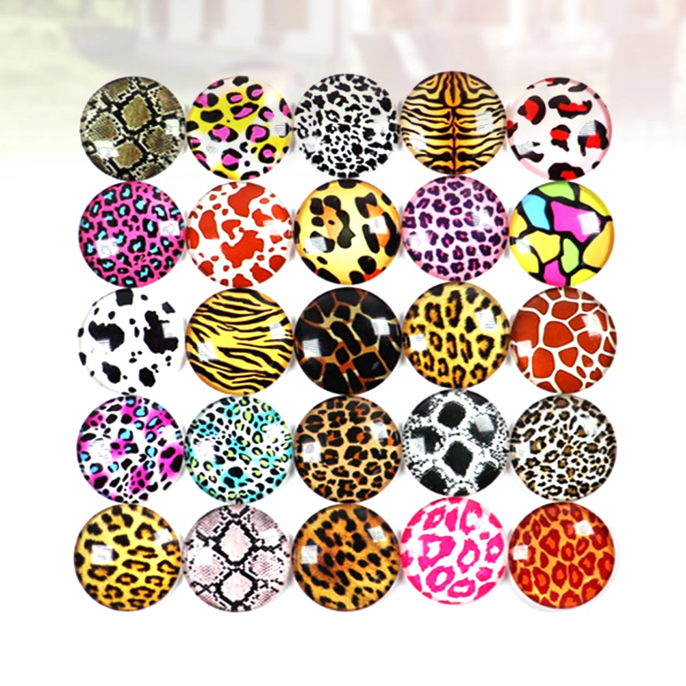 50Pcs Round Pattern Time Glass Stickers DIY Jewelry Material Glass Decals (1x0.45cm)