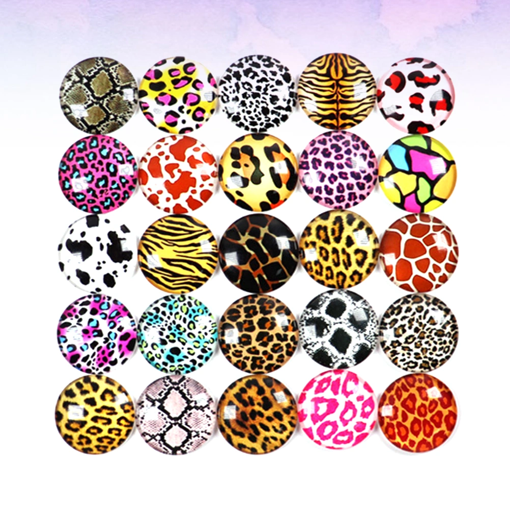 50Pcs Round Pattern Time Glass Stickers DIY Jewelry Material Glass Decals (1x0.45cm)