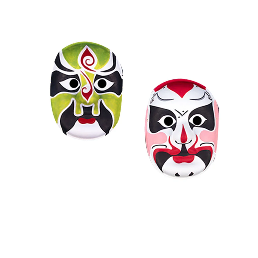 2 Pcs Handmade Mask Eco-friendly Pulp Peking Opera Pattern Mask Chinese Culture Figure Pattern Face Cover for Children Adults Festival Party Performance Club Supplies (Meng Liang, Yu Wen Chengdu Style White)