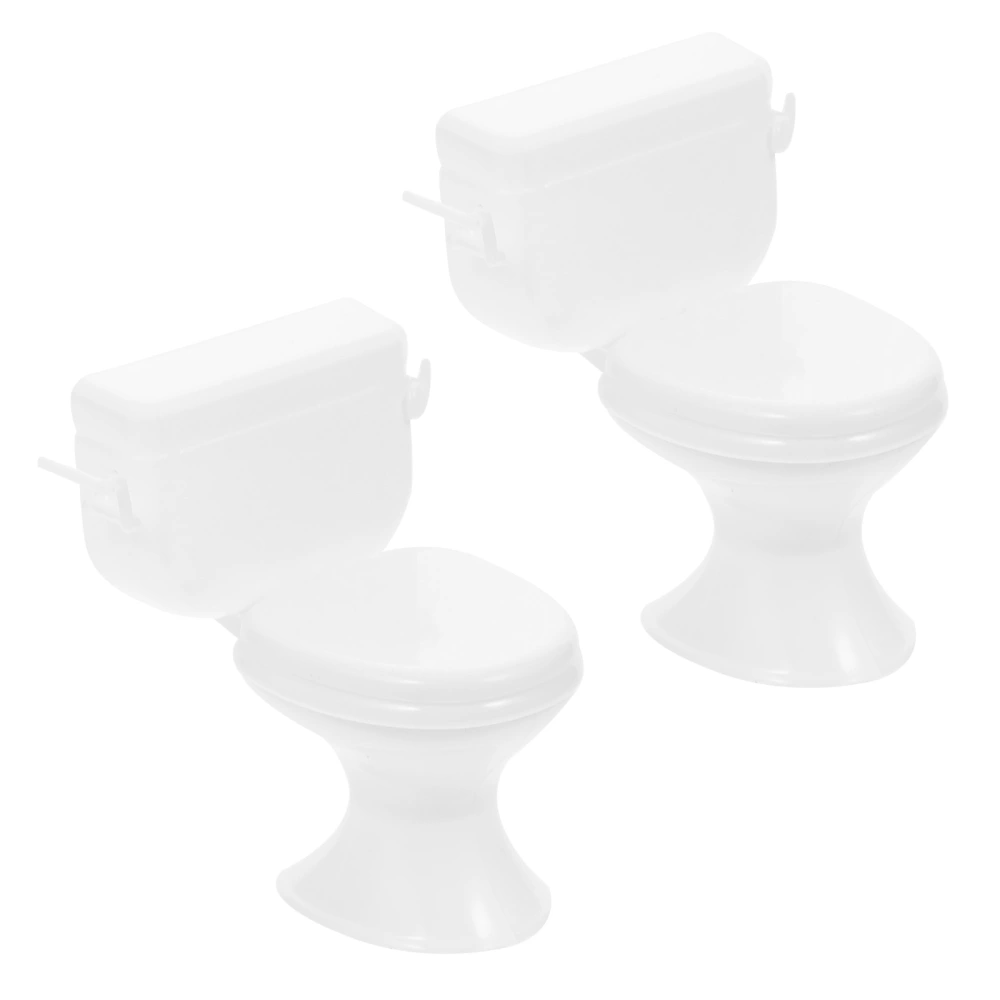 2pcs Dollhouse Miniature Toilets Mini House Bathroom Furniture Toilet Toys