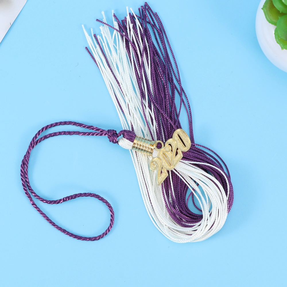 40cm Doctor Bachelor Hat Tassel Hanging Ear Clothing Graduation Accessories Hanging Pendant Tassel(Purple and White)