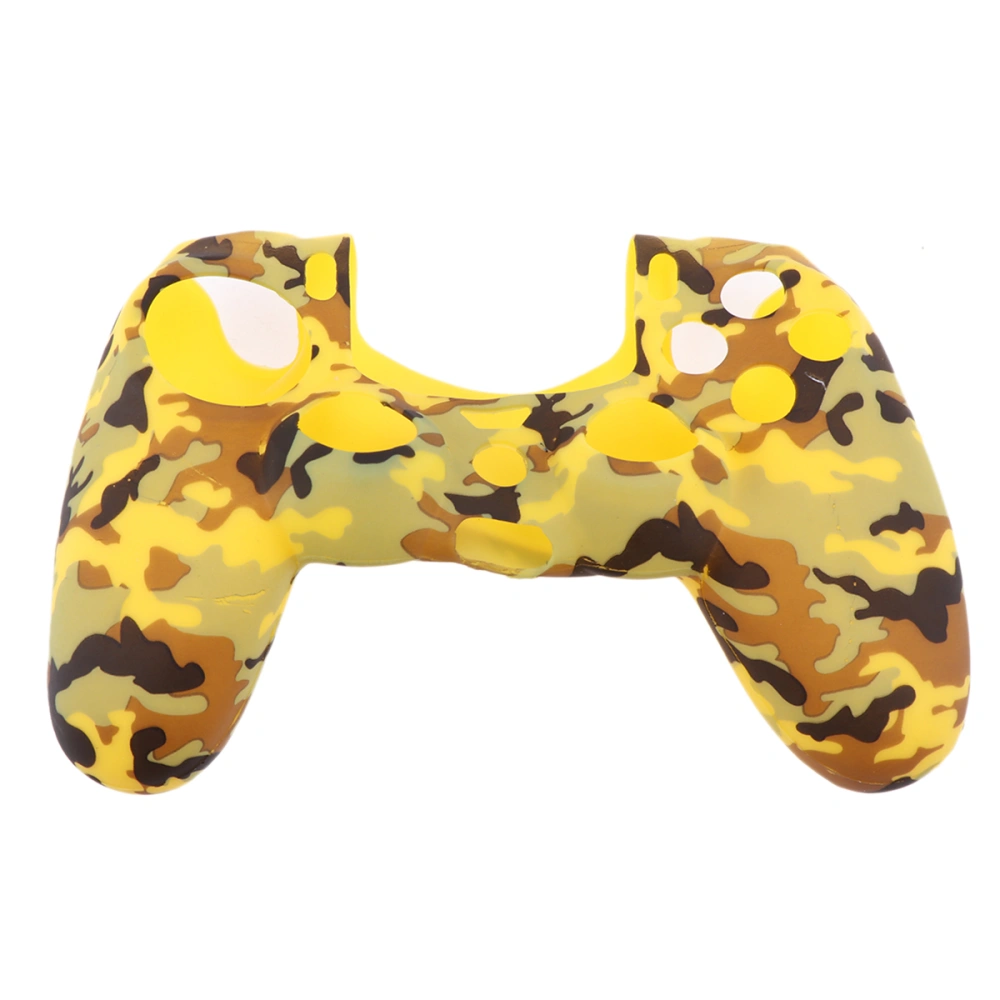 Silicone Rubber Protective Grip Cover Case for PlayStation 4 Controller(Camouflage Yellow)