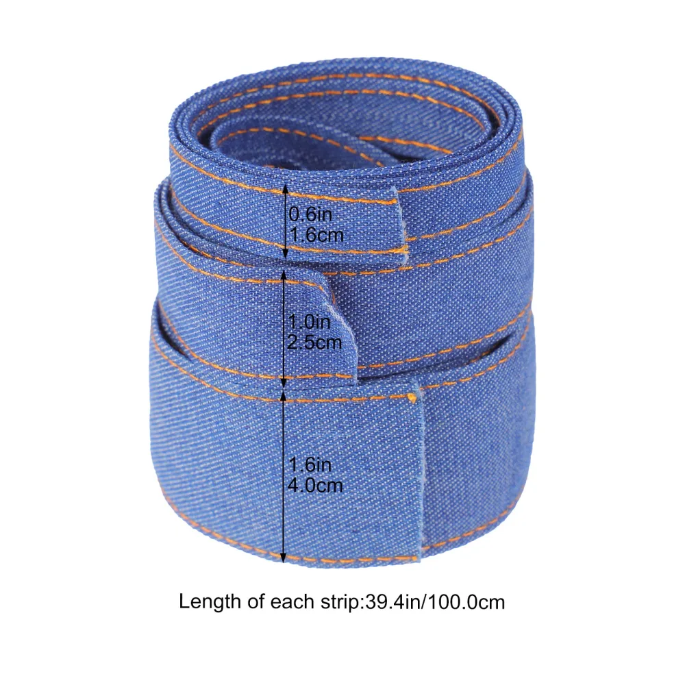 3pcs Yards Stitch Denim Ribbon Layering Cloth Fabric Jeans Bows Ribbon for DIY