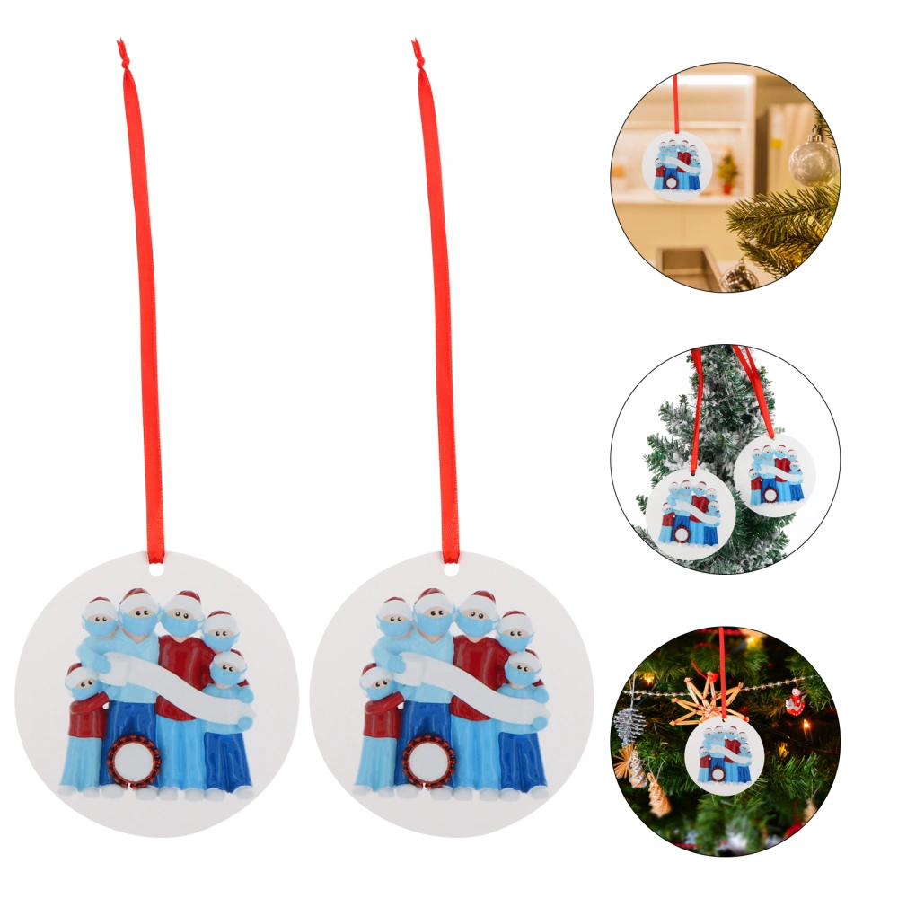 2Pcs Family Personalized Ornament Family Member Pendant Xmas Tree Pendant