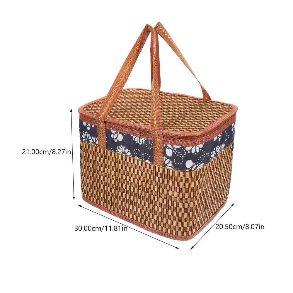 Portable Picnic Basket Handheld Bamboo Basket Gift Wrapping Box Fruit Dessert Basket