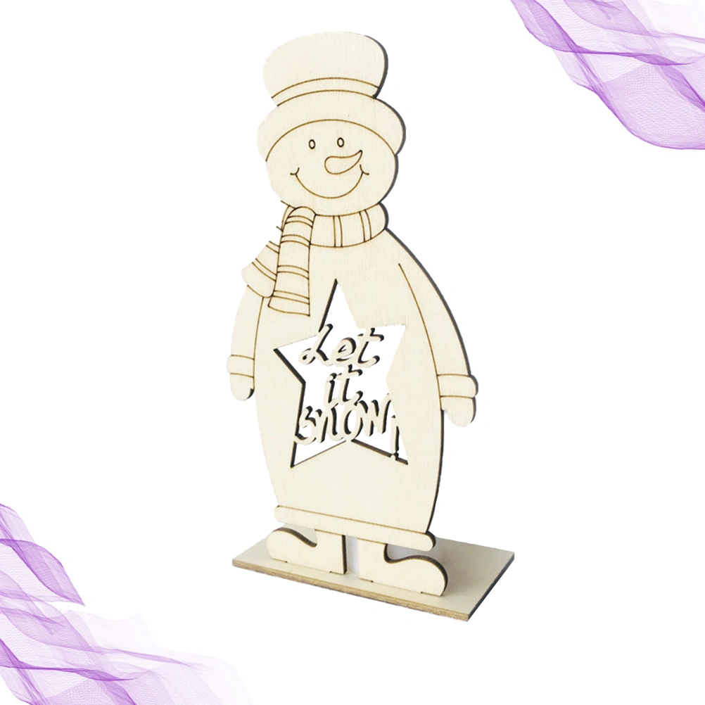 Wooden Christmas LED Candle Light Set DIY Snowman Shaped Ornament LED Light Party Accessory Photographic Props