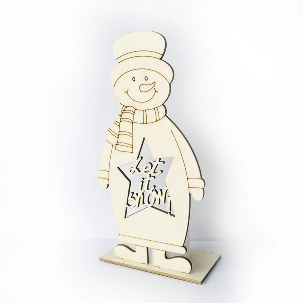 Wooden Christmas LED Candle Light Set DIY Snowman Shaped Ornament LED Light Party Accessory Photographic Props
