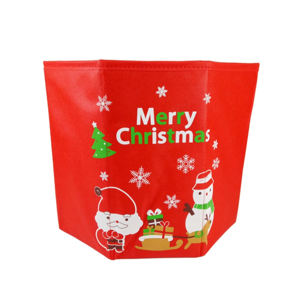 Christmas Tree Decorations Non-woven Storage Box Christmas Fold Tree Skirt Box Christmas Tree Foot Cover Base Box (Red)