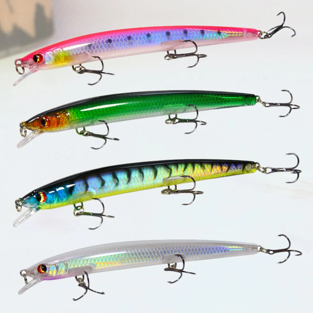 4pcs 15.4g Fishing Baits Outdoor Fish Lure Bait Floating Fishing Lures Baits (Pink, White Stripe, Black Back Pattern, Red Head Green Body)