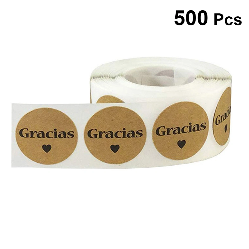 500pcs One Roll French and Spanish Language Thank You Gift Wrapping Sticker Lovely Printed Packing Sealing Labels Decor