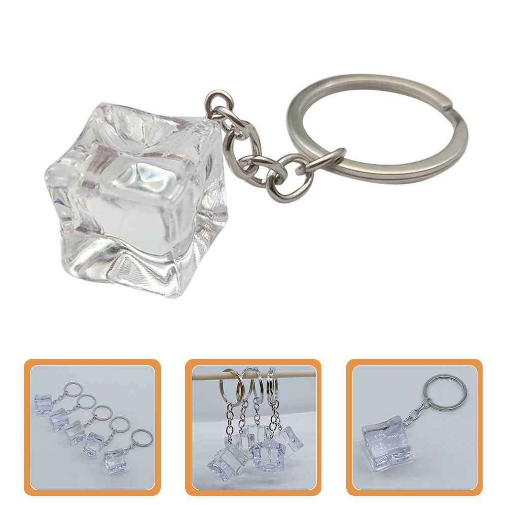 Ice Cube Key Chain Resin Ice Keychain Key Ring Car Bag Keychain Accessories