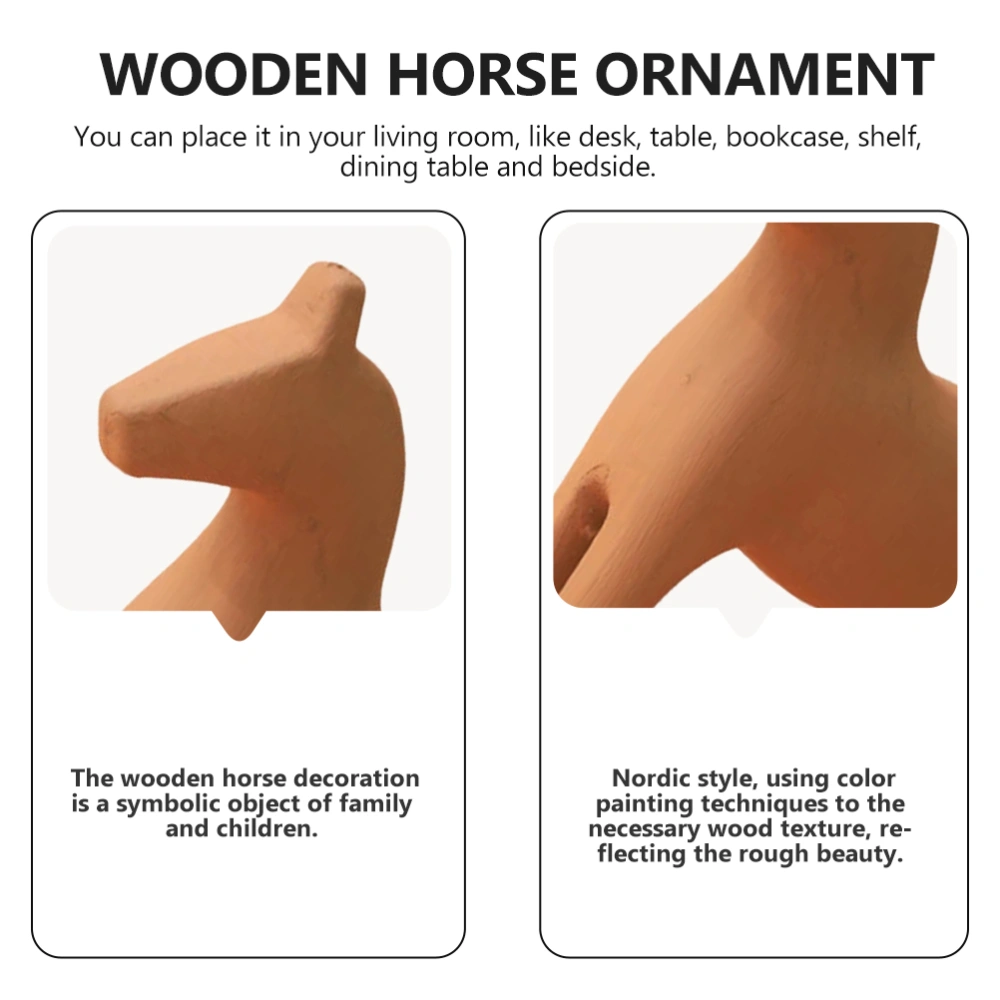 Decorative Wooden Horse Model Chic Wood Horse Shaped Adornment for Home