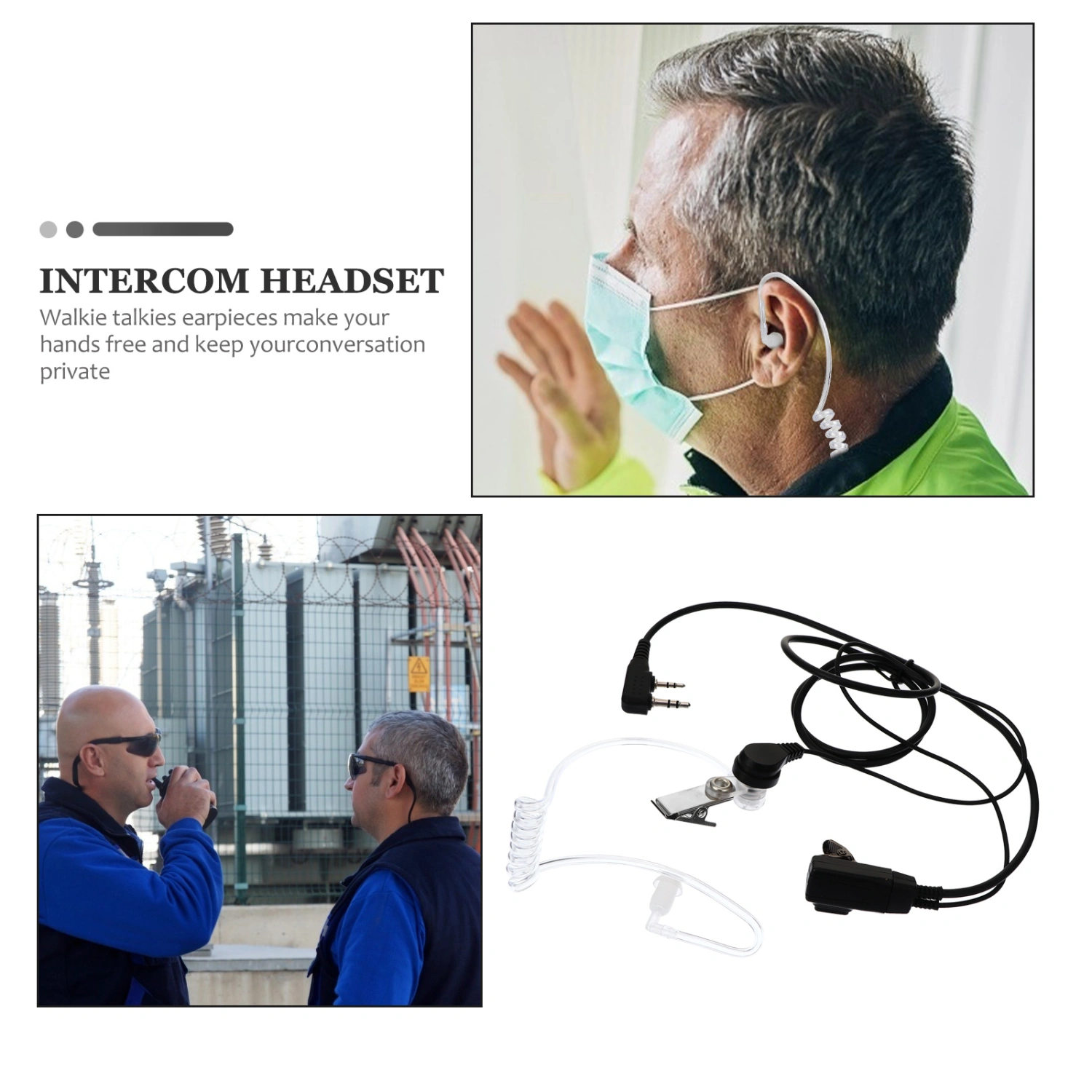 Covert Acoustic Tube Walkie Talkie Headset with Mic for K-Type Walkie Talkies
