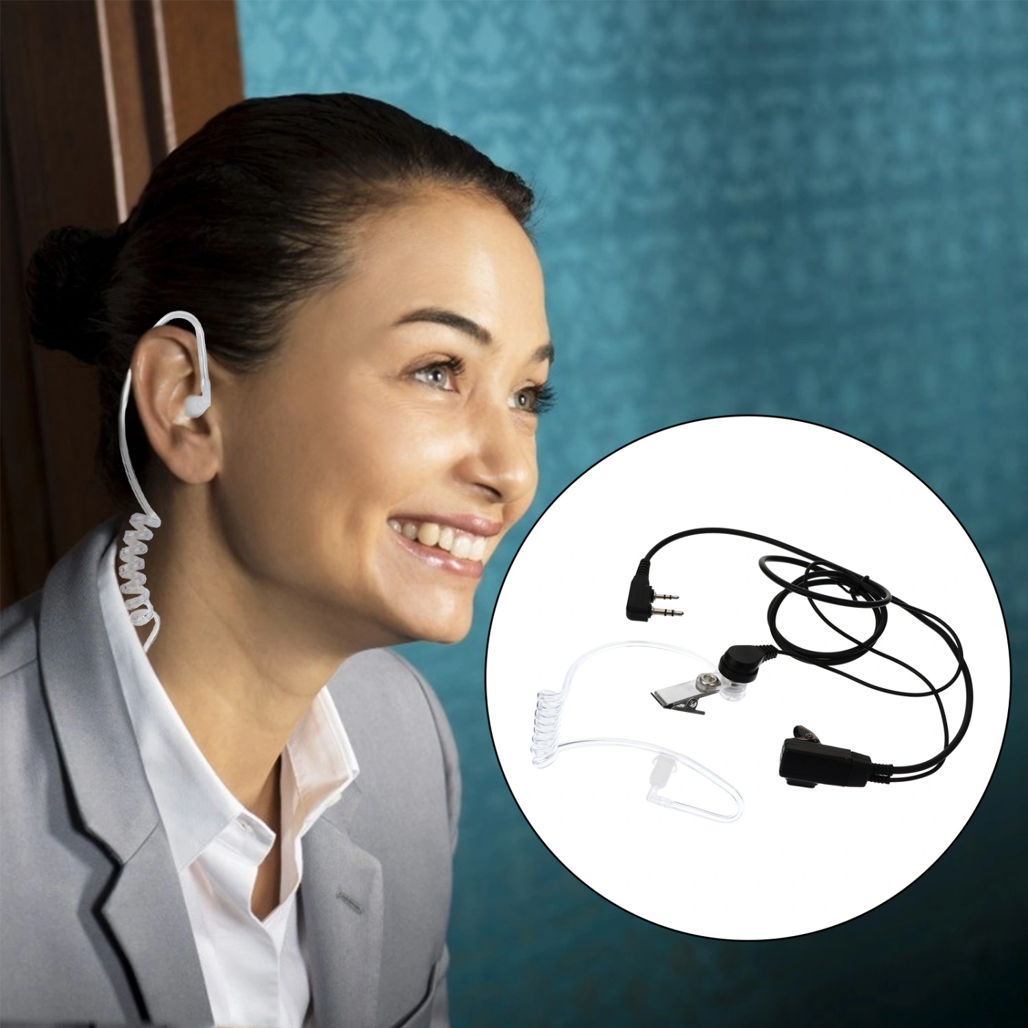 Covert Acoustic Tube Walkie Talkie Headset with Mic for K-Type Walkie Talkies