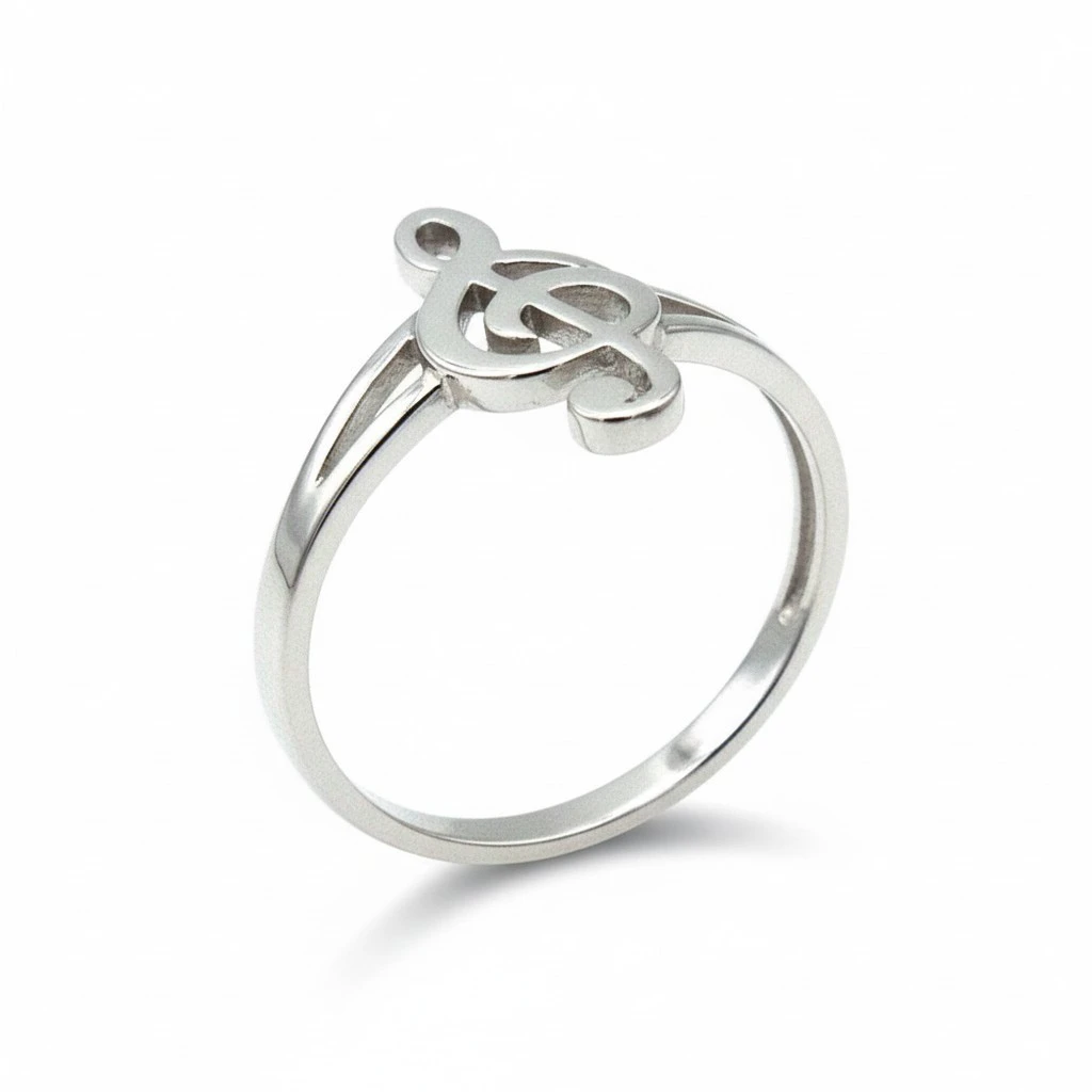 925 Sterling Silver Non-mainstream Rings Music Notes Pattern Silver Rings Music Jewelry Gifts Finger Ring for Women Lady Lover Mother - American Size 9