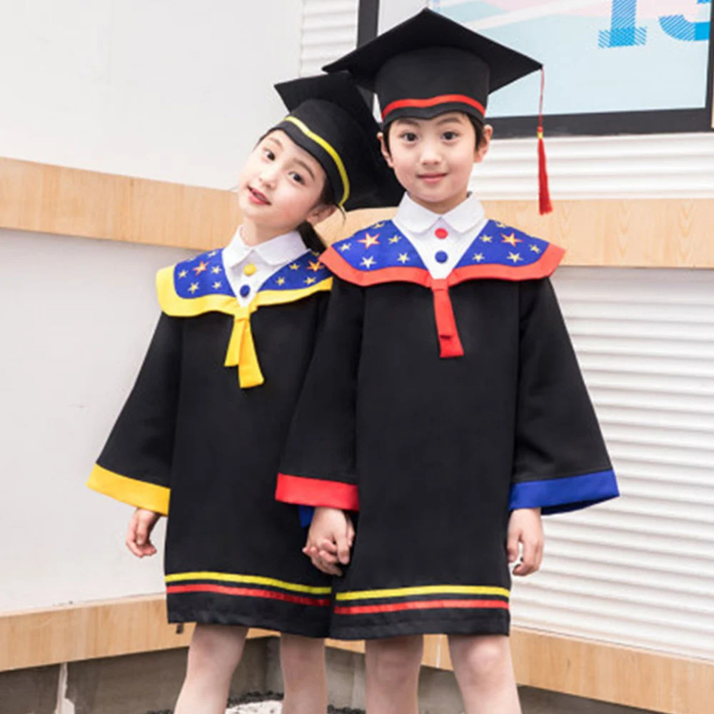 1 Set of Doctor Hat For Children Kindergarten Primary School Graduation Photo Dress Size 120(Red Tie)