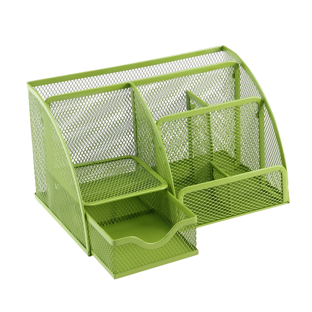 Office Desk Tidy Organiser Pen Holder Mesh Stationery Container (Green)