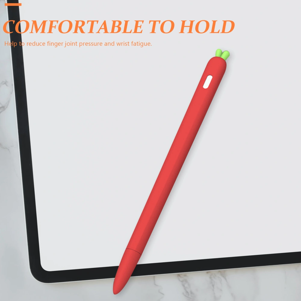 Carrot Shaped Stylus Sleeve Cover Screen Touch Pen Silicone Grip Holder Compatible for Apple Pencil 2 (Red)