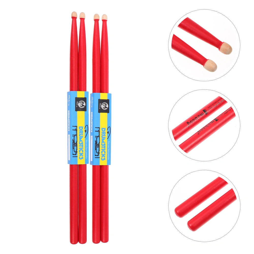 2 Pairs Drum Stick Percussion Instrument Stick Maple Drum Sticks Wood Drumsticks