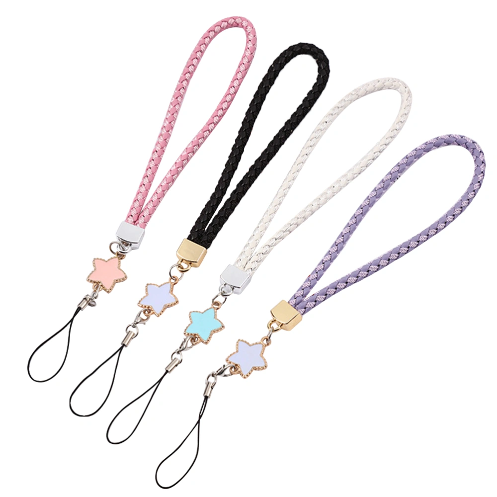 4Pcs Knitting Phone Lanyard Wrist Mobile Phone Lanyard Fashion Mobile Phone Lanyard  for Camera Purse Keychain (Black, White, Pink, Purple)