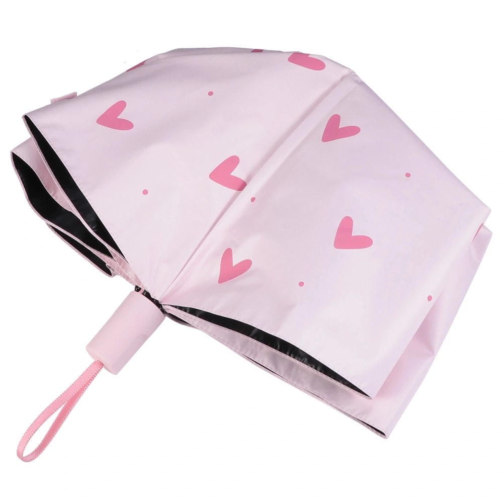 Heart Pattern Sunshade Umbrella Durable Practical UV-Resistant Sunshade Folding Umbrella for Outside (Pink)