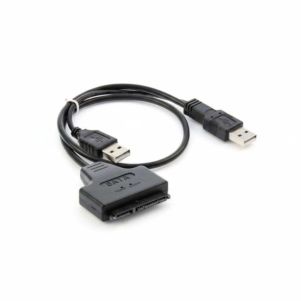 USB 2.0 to SATA 7+15 Pin 22Pin Adapter Cable for 2.5" HDD Hard Disk Drive with USB Power Cable