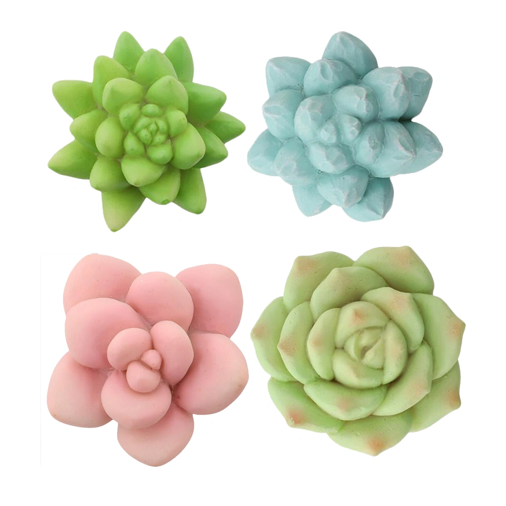 4PCS Simulation Succulents Fridge Magnet Magnet Stickers Lovely Plant Resin Refrigerator Magnets for Home Decoration