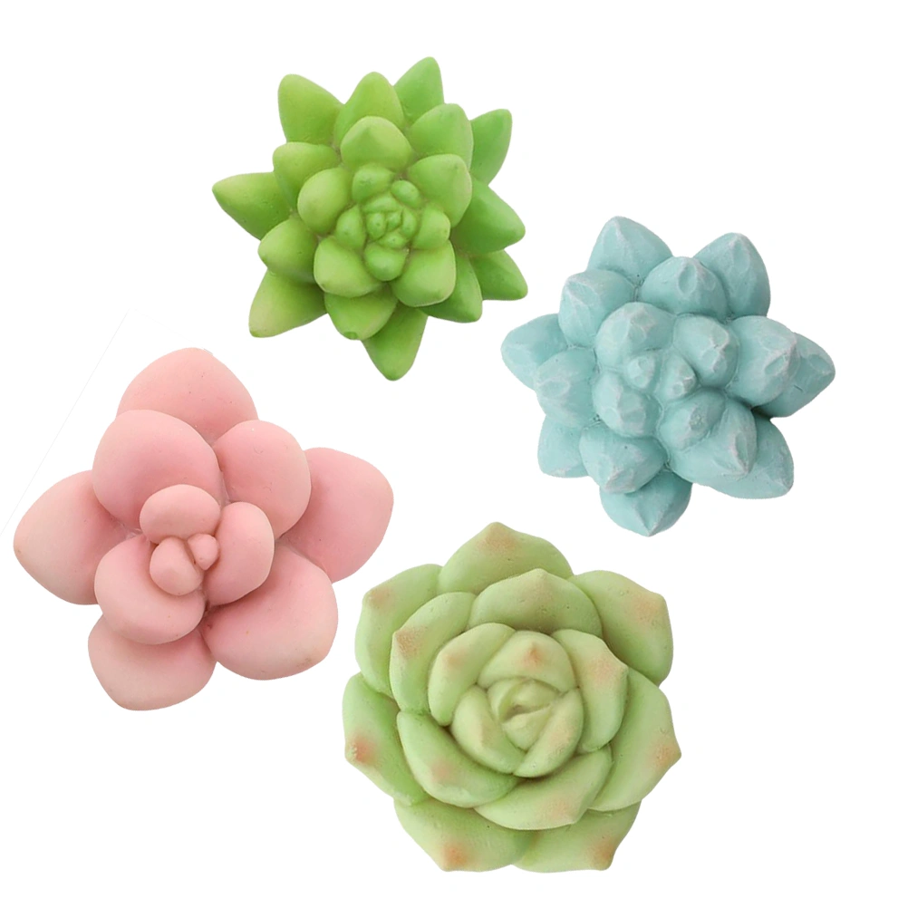 4PCS Simulation Succulents Fridge Magnet Magnet Stickers Lovely Plant Resin Refrigerator Magnets for Home Decoration