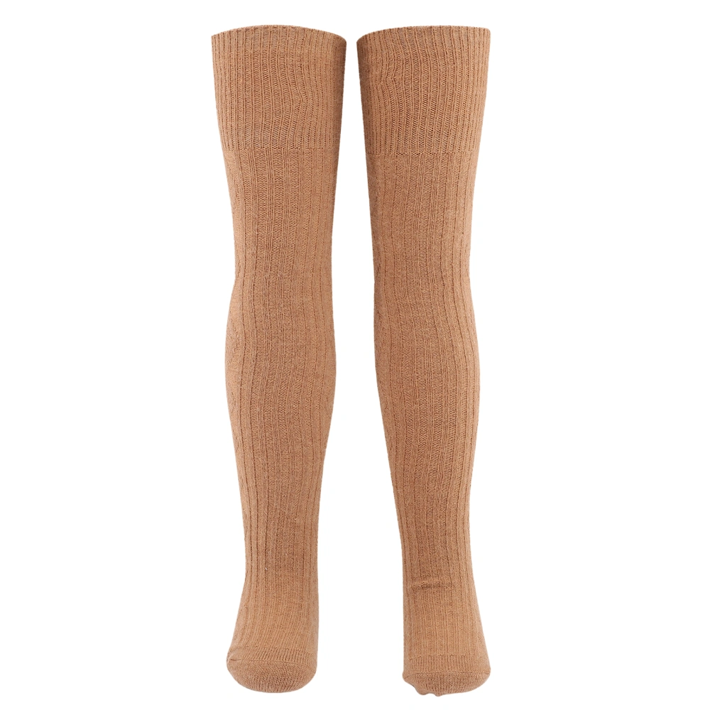 1Pair Women's Autumn Winter Warm Wool Socks Over the Knee Stockings Retro Trendy Women's Cotton Socks (Khaki)