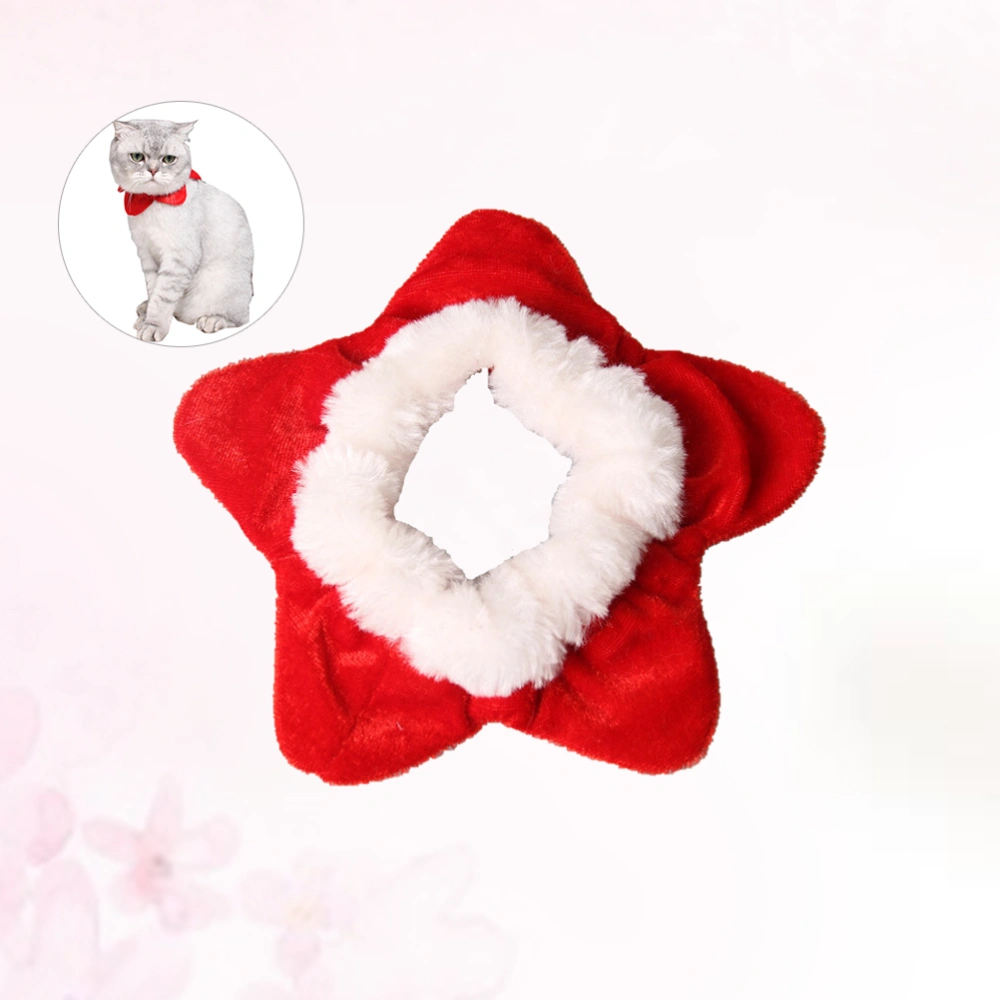 Christmas Pet Red Star Collar Small Dog Puppy Pets Decorating Scarf Neck Flower Warm Plush Pet Scarf For Winter