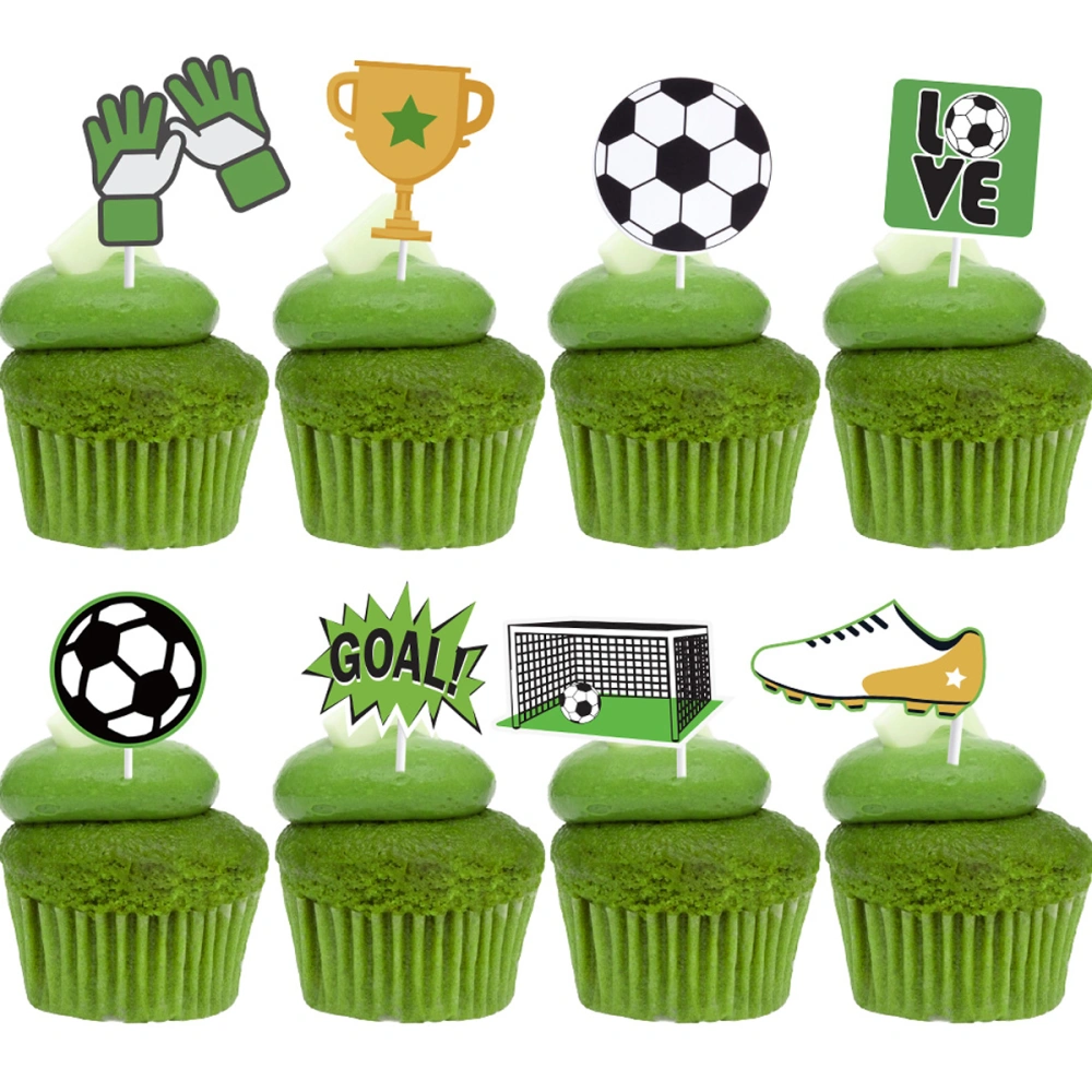 24pcs Creative Football Party Cupcake Picks Fashion Cake Picks Party Dessert Topper Party Decor