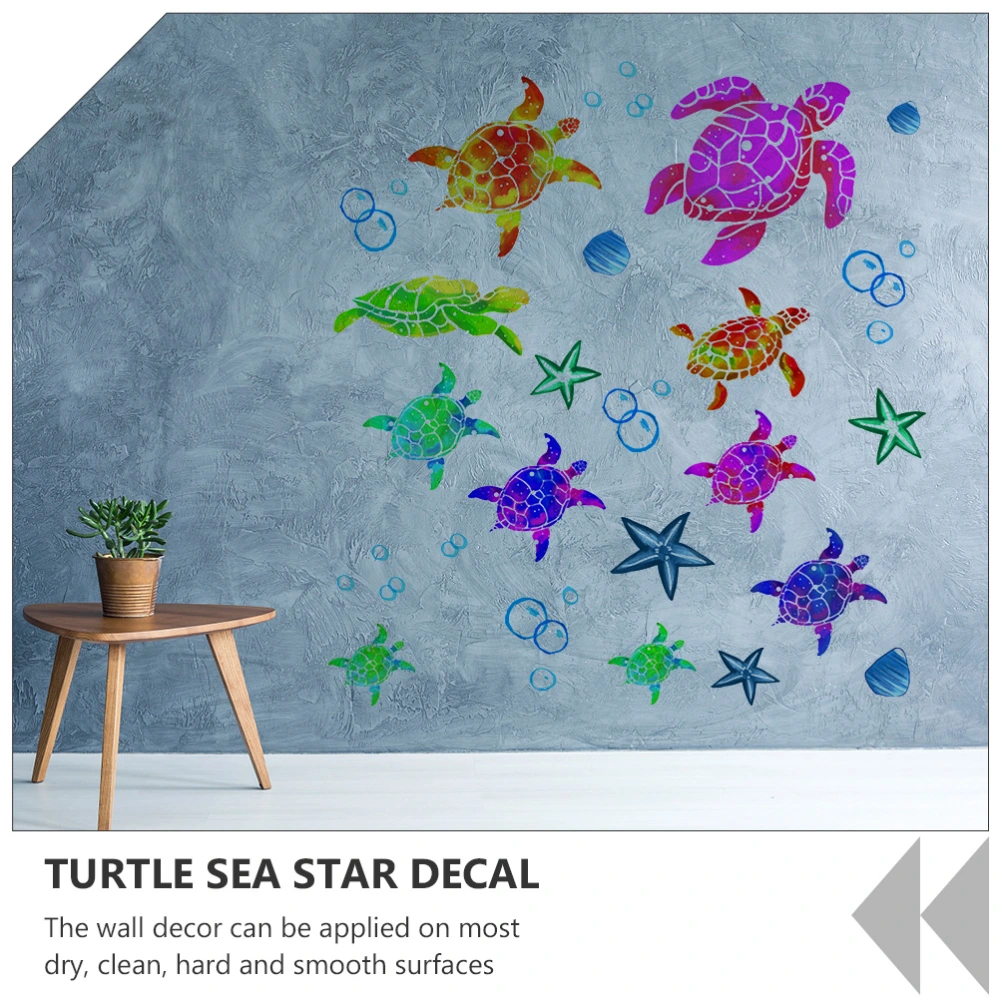 2 Sheets Sea Creature Wall Decals Turtle Sea Star Wall Stickers Lovely Stickers