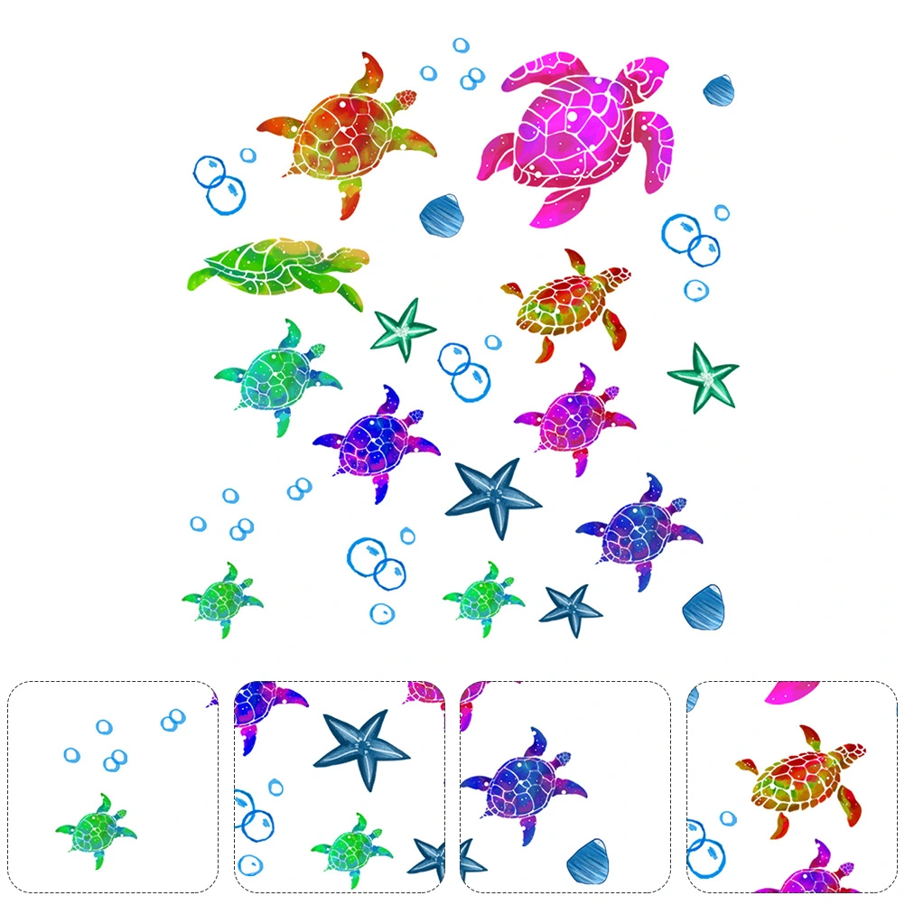 2 Sheets Sea Creature Wall Decals Turtle Sea Star Wall Stickers Lovely Stickers