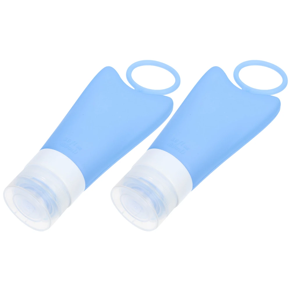 1 Set of 2 Cosmetic Silicone Dispensers Travel Bottles for Cream Shampoo