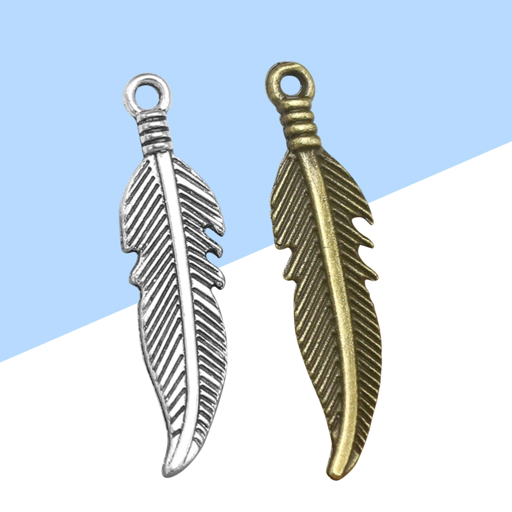 90PCS Small Feather Charm Pendants for Dream Catcher Jewelry Making DIY Findings Necklace and Bracelet Jewelry Accessories (Ancient Silver and Bronze)